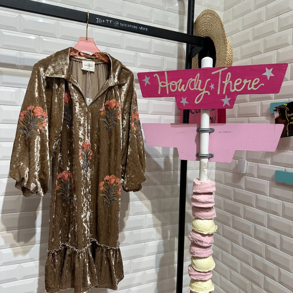 Velvet Floral Embroidered Dress - C5585 - Umgee USA